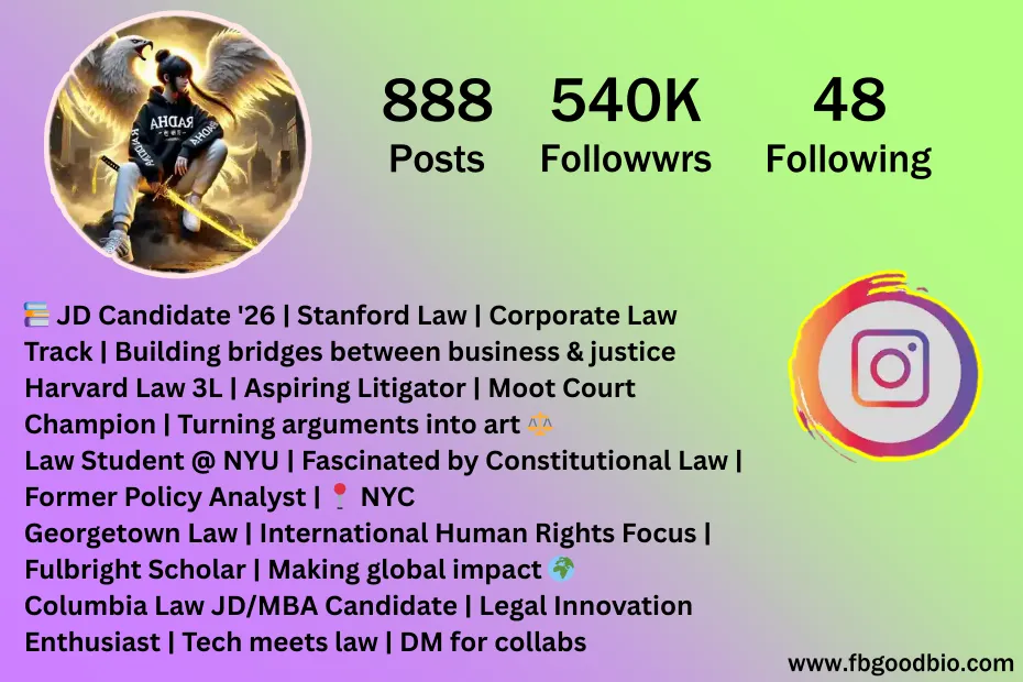 law student bio for instagram
