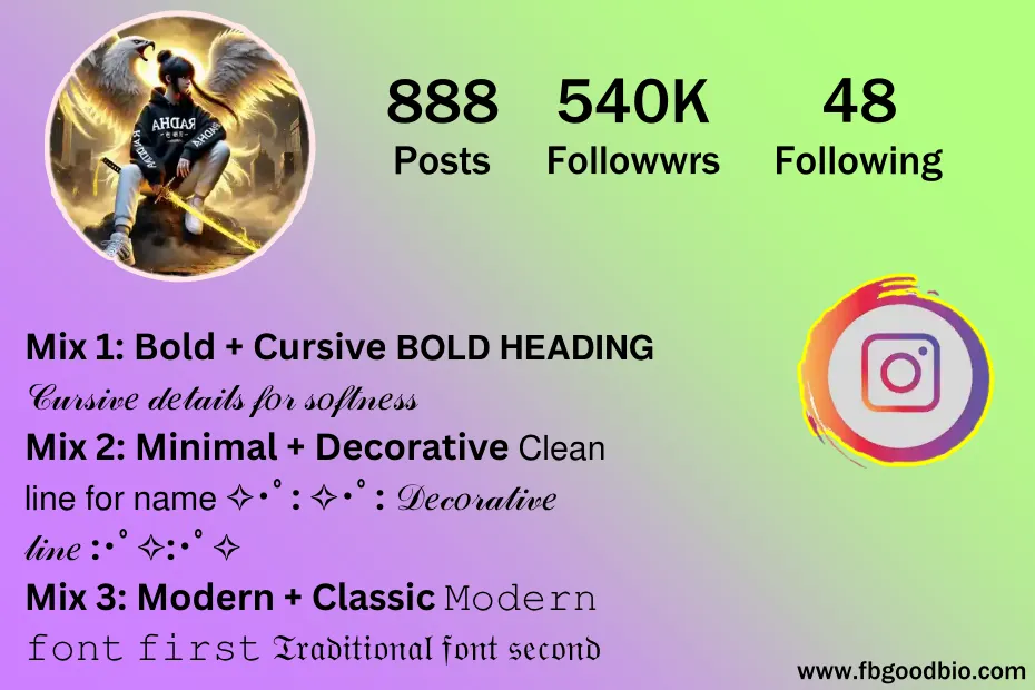 instagram vip bio stylish font 3