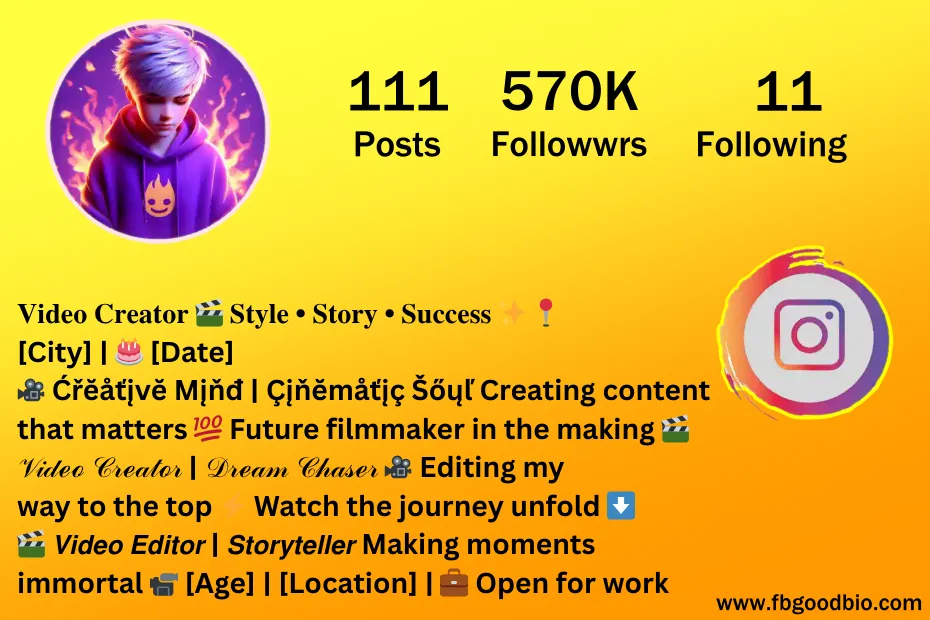 video creator bio for instagram 2